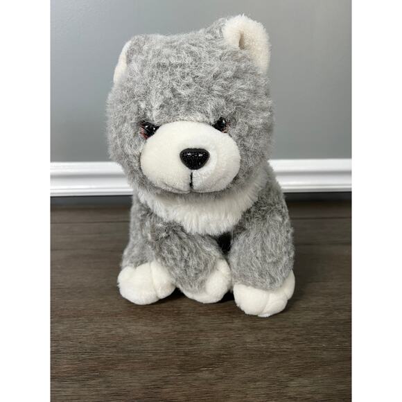 Cute n Cuddly Grey & White Wolf Plush - Picture 1 of 5